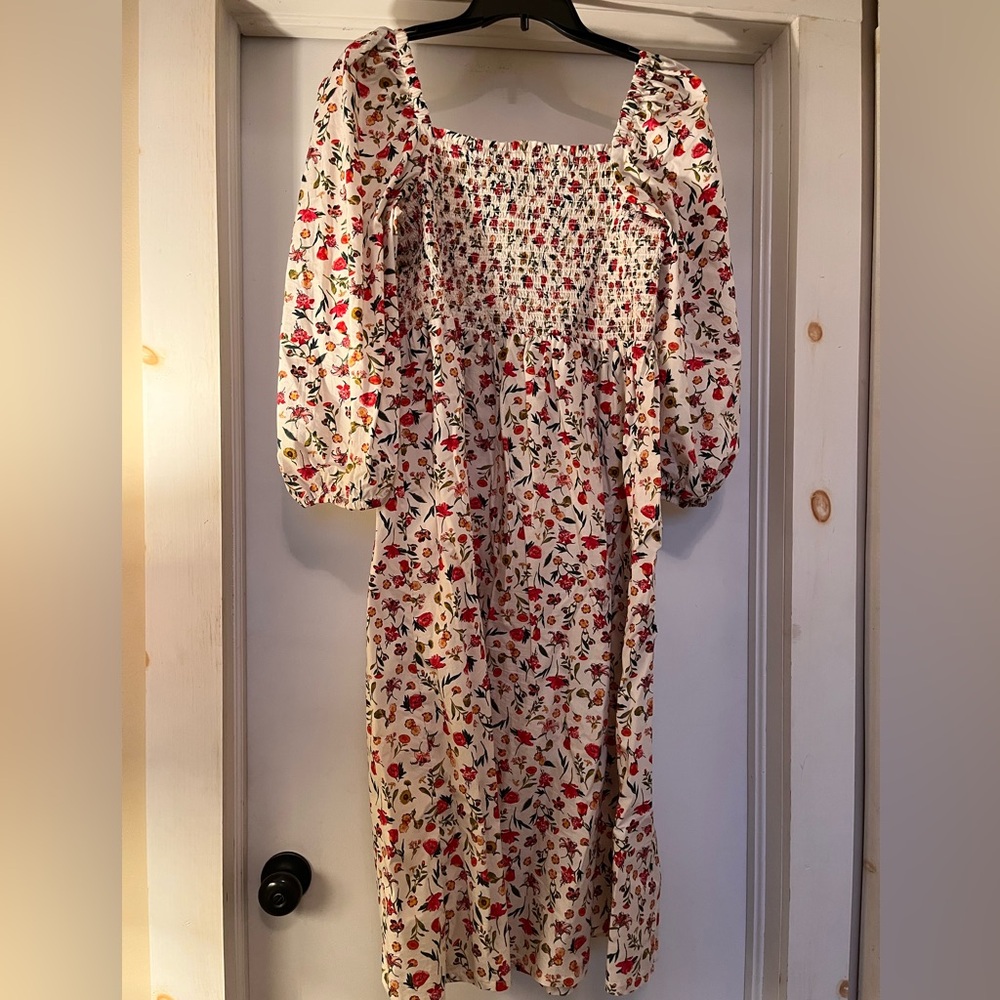 JCrew Floral Print Smocked Dress